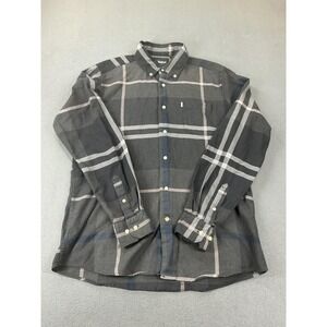 Barbour Shirt Mens M Gray Plaid Cotton Long Sleeve Button Up Tailored Fit